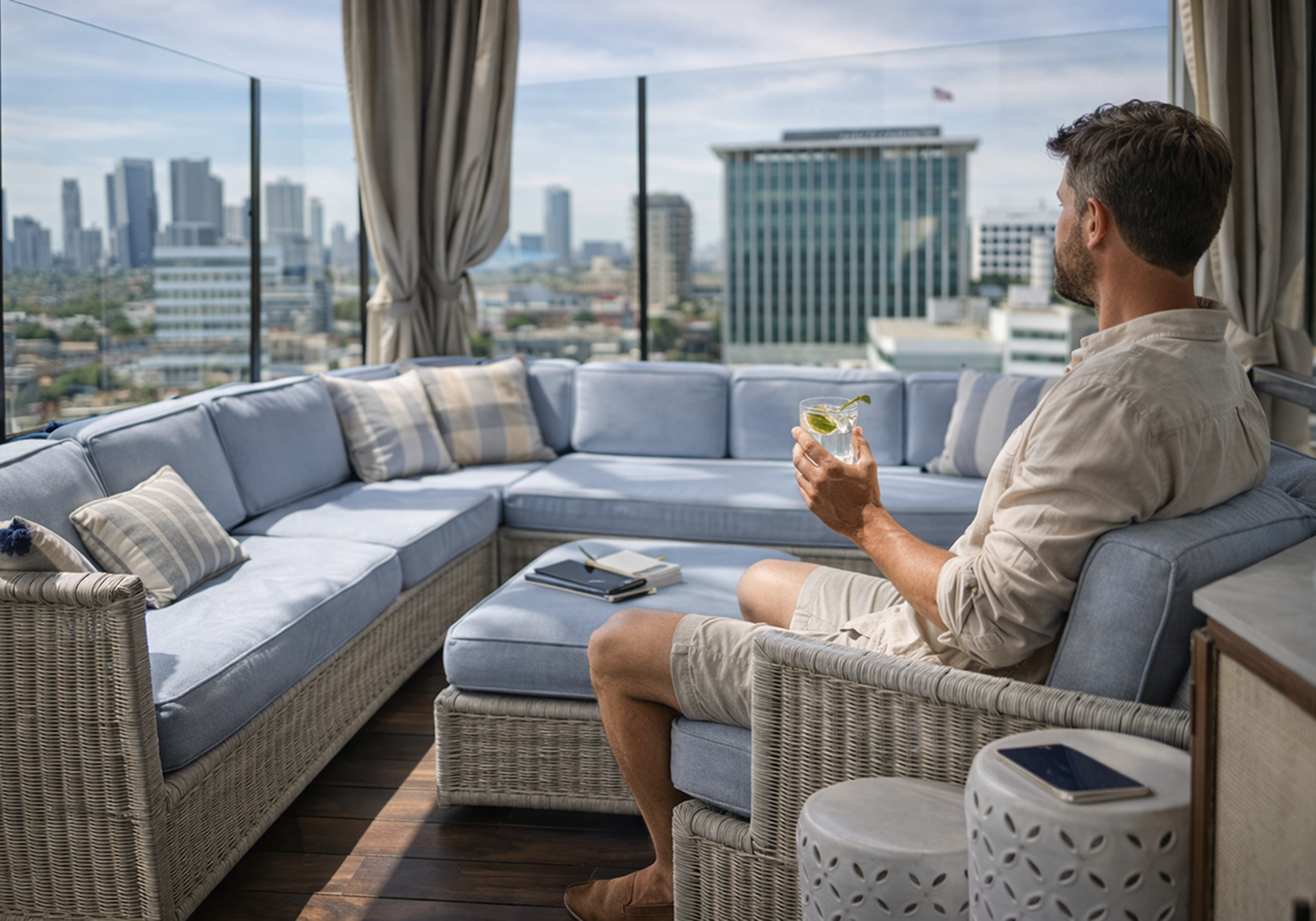 Tufted sofa with premium furniture upholstery